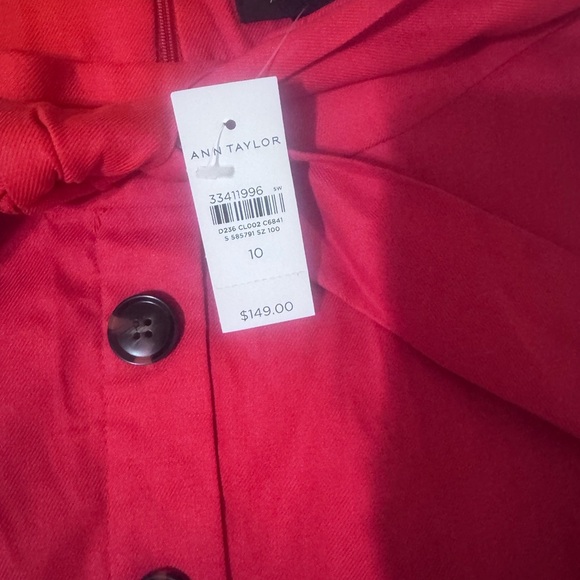 Ann Taylor Red A-Line Midi Skirt with Tie Front - Picture 5 of 6